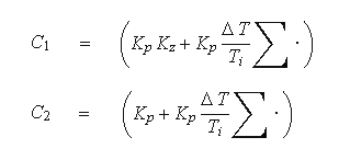 PI controller equations