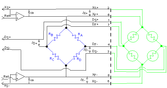 Schematic equivalent for one channel on the bridge completion module.