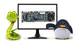 DAPtools for Python enables scripted data acquisition on a GNU/Linux desktop system with a Data Acquisition Processor (DAP) board. Python, penguin images: Julien Tromeur/Shutterstock.com; Monitor: Goldenarts/Shutterstock.com